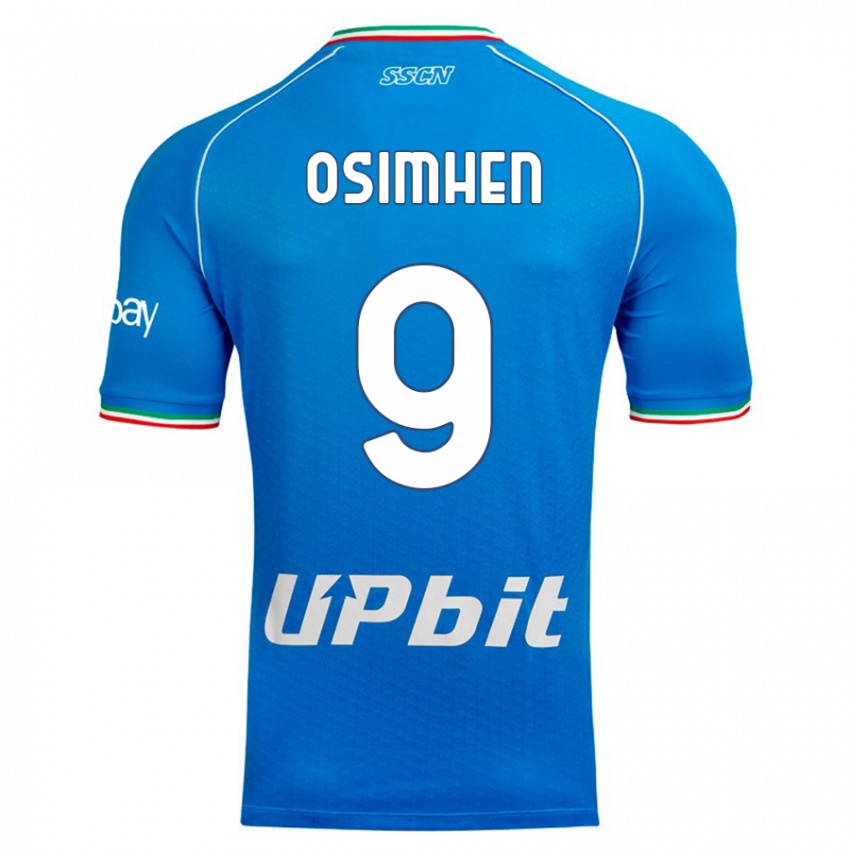 Homme Maillot Victor Osimhen #9 Bleu Ciel Tenues Domicile 2023/24 T-Shirt Belgique