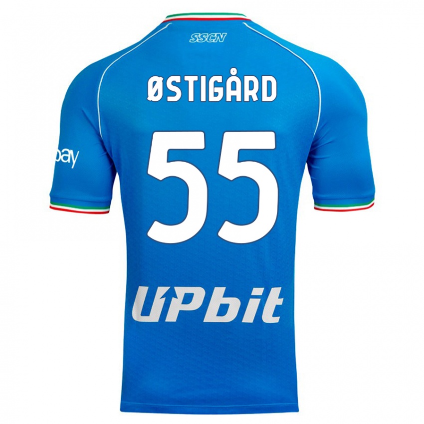 Herren Leo Ostigard #55 Himmelblau Heimtrikot Trikot 2023/24 T-Shirt Belgien