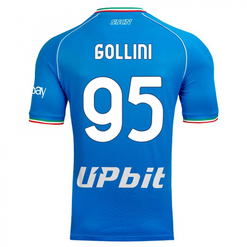 Homme Maillot Pierluigi Gollini #95 Bleu Ciel Tenues Domicile 2023/24 T-Shirt Belgique