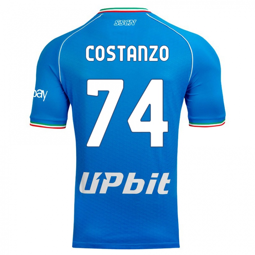 Homme Maillot Davide Costanzo #74 Bleu Ciel Tenues Domicile 2023/24 T-Shirt Belgique