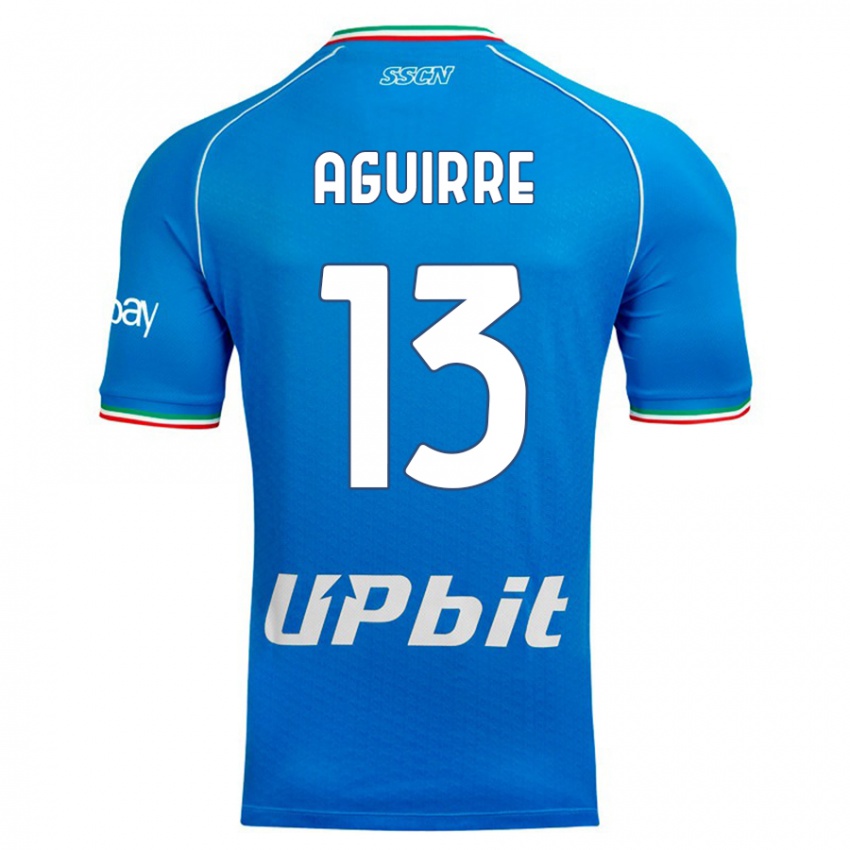 Homme Maillot Yolanda Aguirre #13 Bleu Ciel Tenues Domicile 2023/24 T-Shirt Belgique