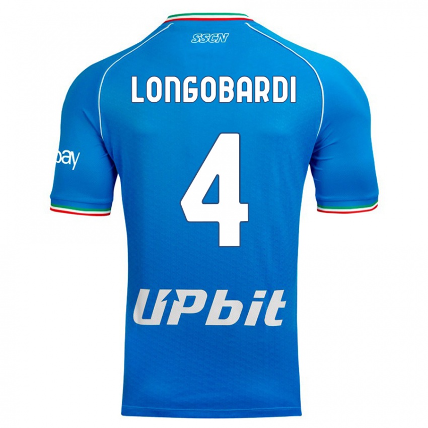 Homme Maillot Salvatore Longobardi #4 Bleu Ciel Tenues Domicile 2023/24 T-Shirt Belgique