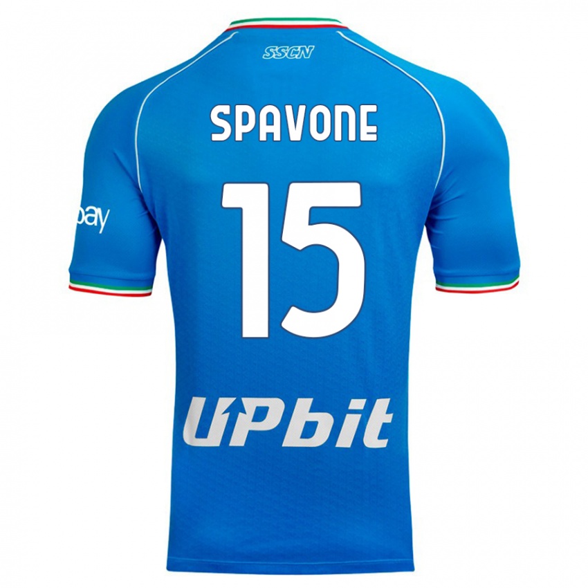 Homme Maillot Alessandro Spavone #15 Bleu Ciel Tenues Domicile 2023/24 T-Shirt Belgique
