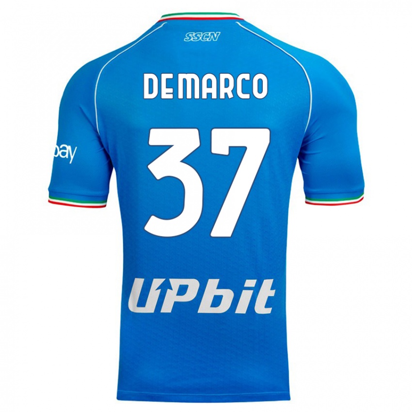Homme Maillot Francesco De Marco #37 Bleu Ciel Tenues Domicile 2023/24 T-Shirt Belgique