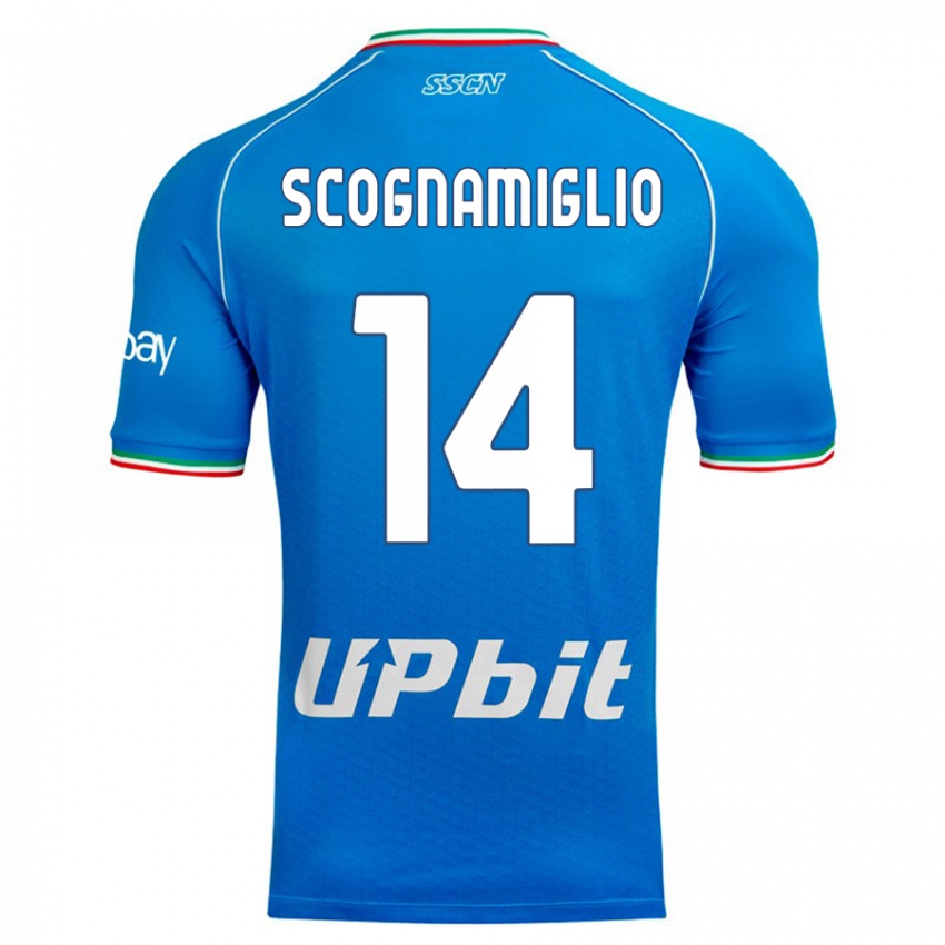 Herren Fabio Scognamiglio #14 Himmelblau Heimtrikot Trikot 2023/24 T-Shirt Belgien