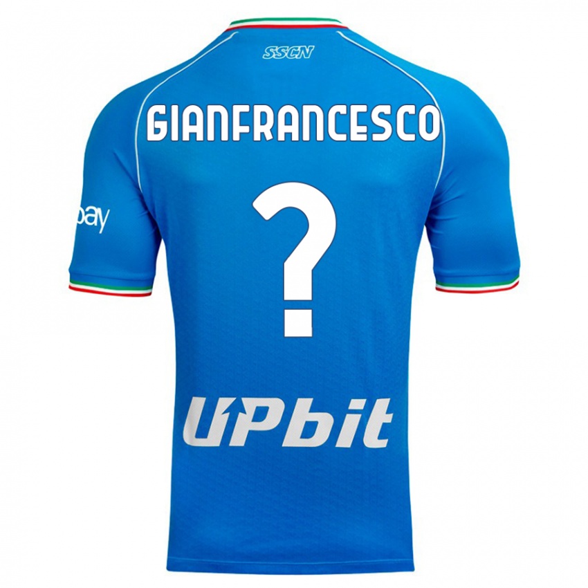 Homme Maillot Sergio Gianfrancesco #0 Bleu Ciel Tenues Domicile 2023/24 T-Shirt Belgique