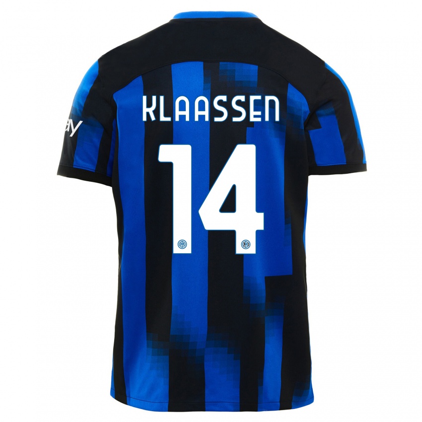 Homme Maillot Davy Klaassen #14 Noir Bleu Tenues Domicile 2023/24 T-Shirt Belgique