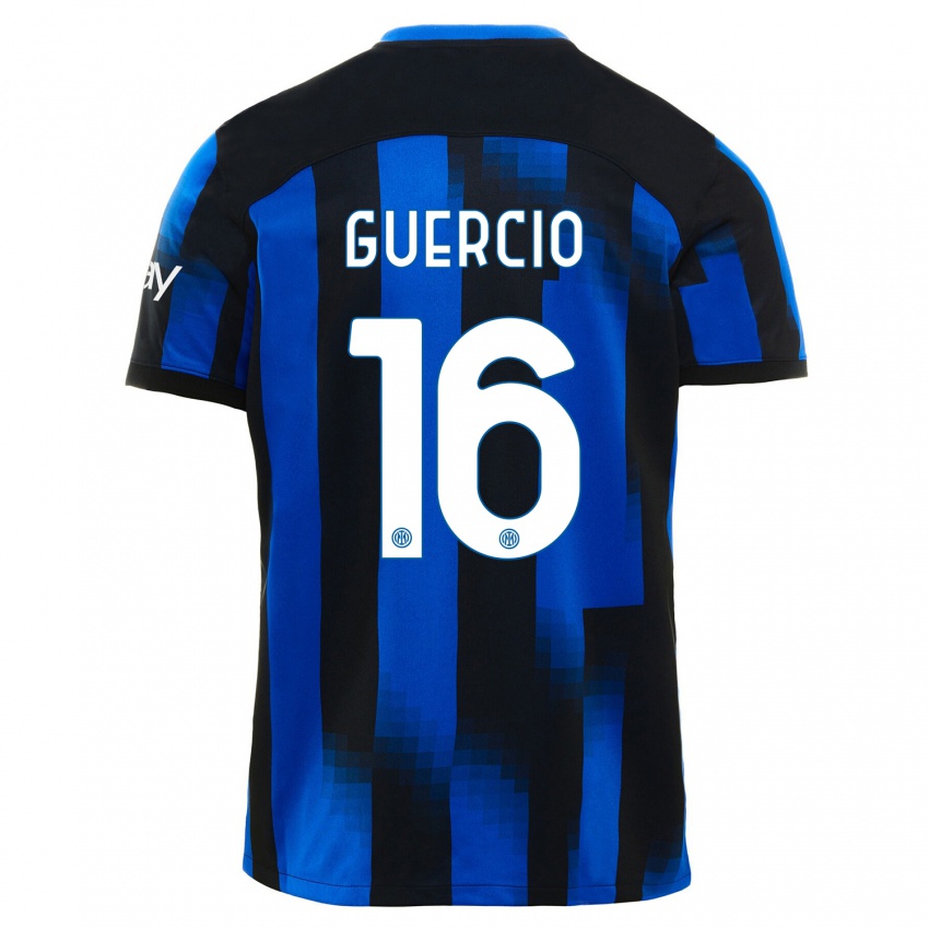 Herren Tommaso Guercio #16 Schwarz Blau Heimtrikot Trikot 2023/24 T-Shirt Belgien