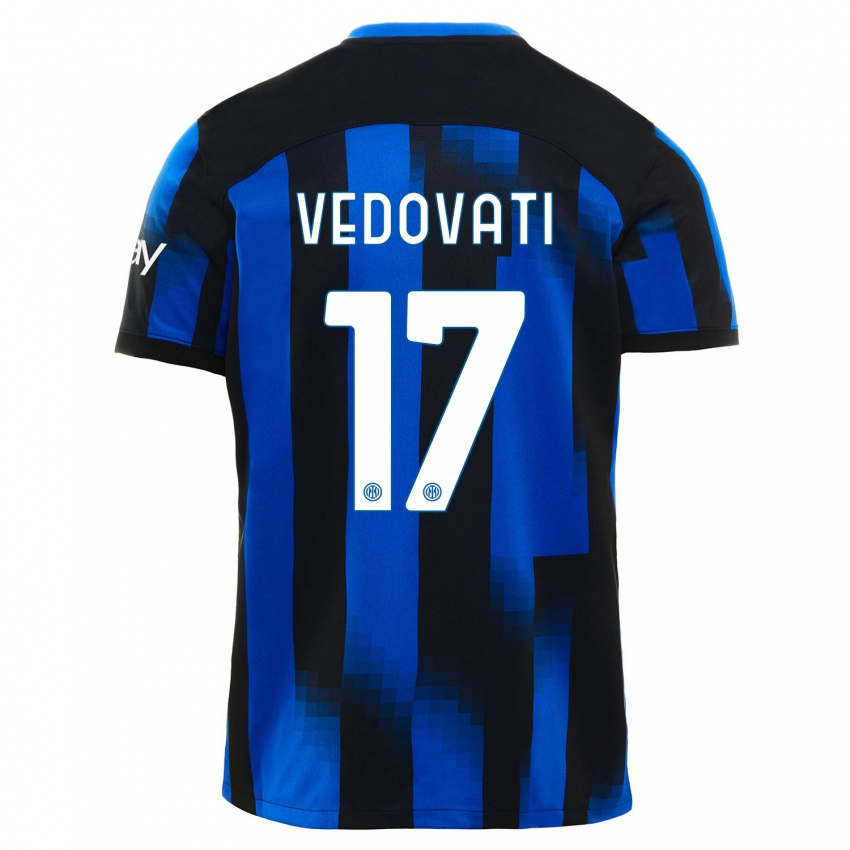 Heren Gabriele Vedovati #17 Zwart Blauw Thuisshirt Thuistenue 2023/24 T-Shirt België