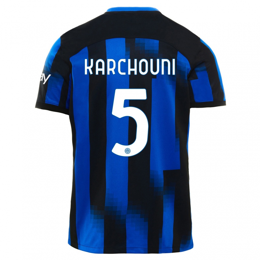 Herren Ghoutia Karchouni #5 Schwarz Blau Heimtrikot Trikot 2023/24 T-Shirt Belgien