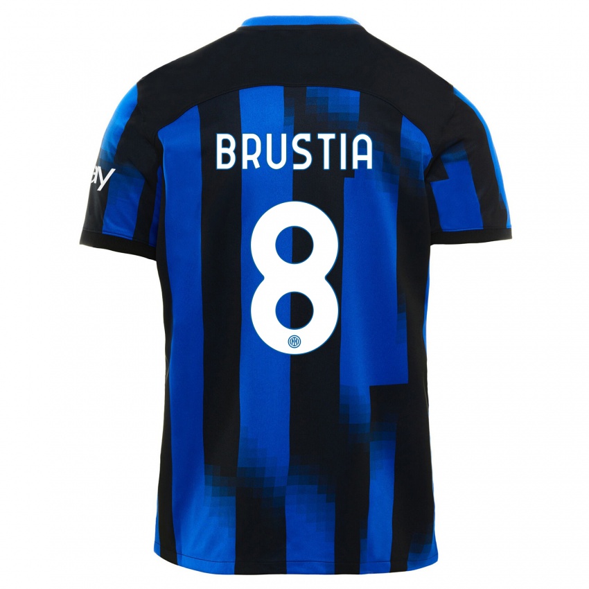 Herren Martina Brustia #8 Schwarz Blau Heimtrikot Trikot 2023/24 T-Shirt Belgien