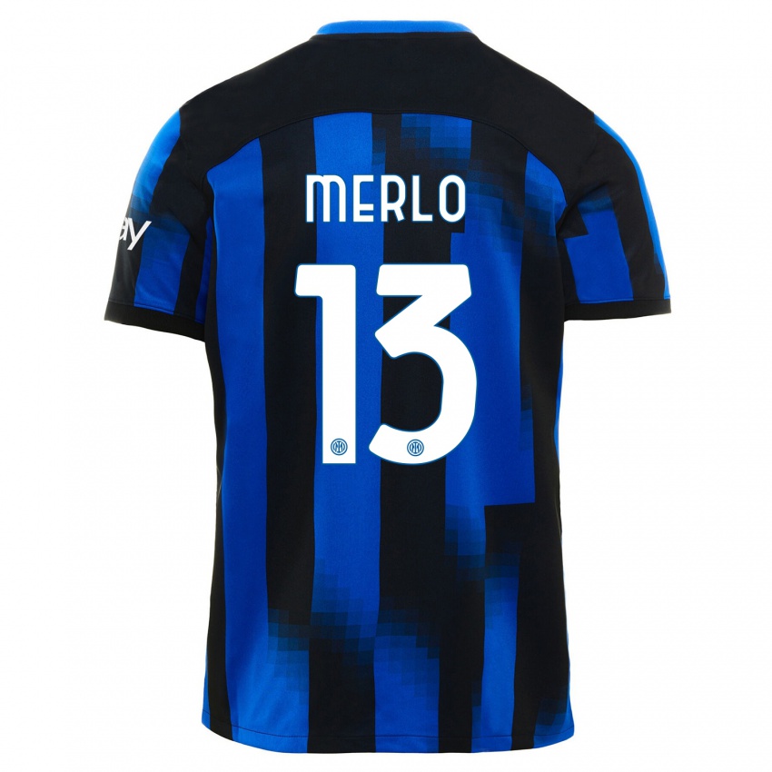 Homme Maillot Beatrice Merlo #13 Noir Bleu Tenues Domicile 2023/24 T-Shirt Belgique