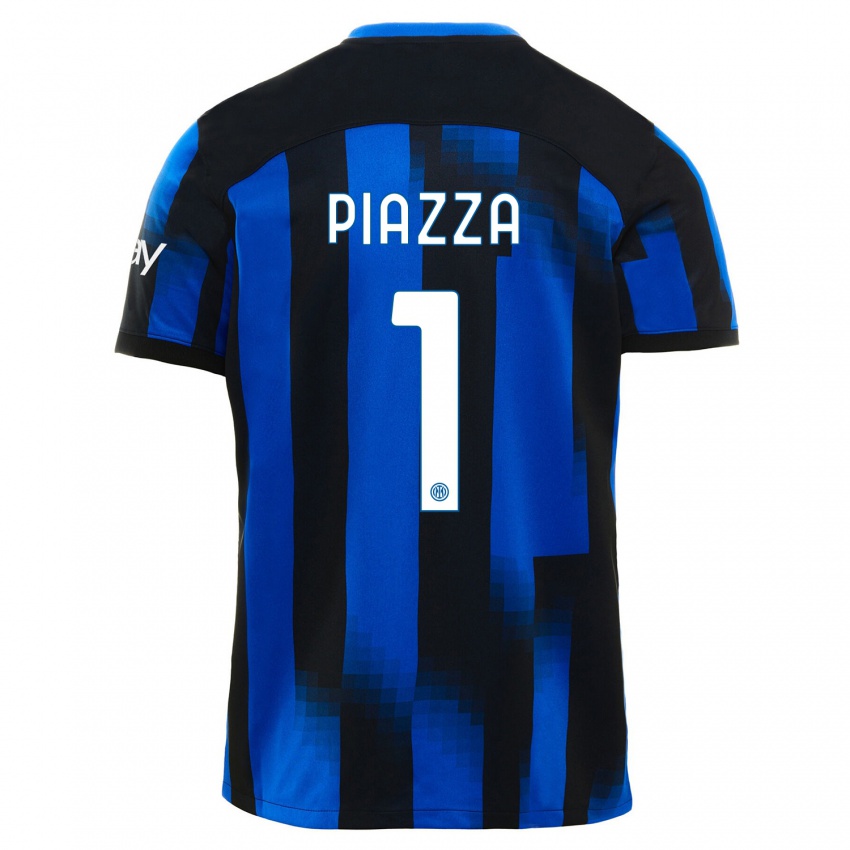 Herren Alessia Piazza #1 Schwarz Blau Heimtrikot Trikot 2023/24 T-Shirt Belgien