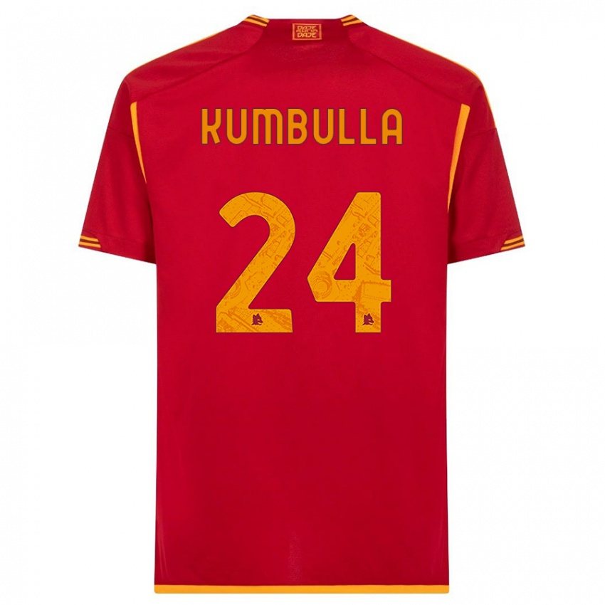 Homme Maillot Marash Kumbulla #24 Rouge Tenues Domicile 2023/24 T-Shirt Belgique