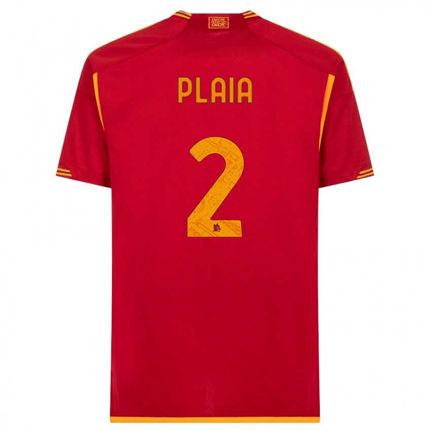 Herren Matteo Plaia #2 Rot Heimtrikot Trikot 2023/24 T-Shirt Belgien
