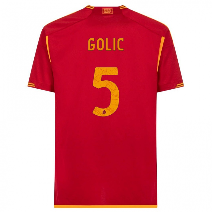 Heren Lovro Golic #5 Rood Thuisshirt Thuistenue 2023/24 T-Shirt België