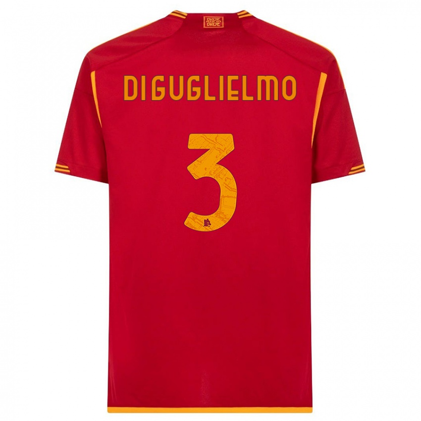 Homme Maillot Lucia Di Guglielmo #3 Rouge Tenues Domicile 2023/24 T-Shirt Belgique