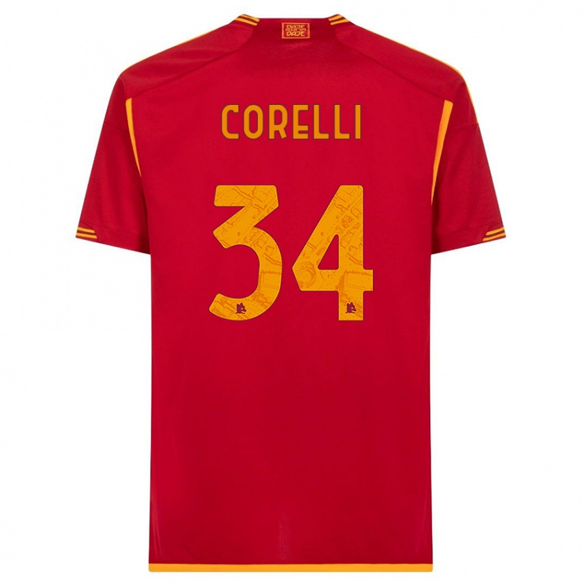 Homme Maillot Alice Corelli #34 Rouge Tenues Domicile 2023/24 T-Shirt Belgique