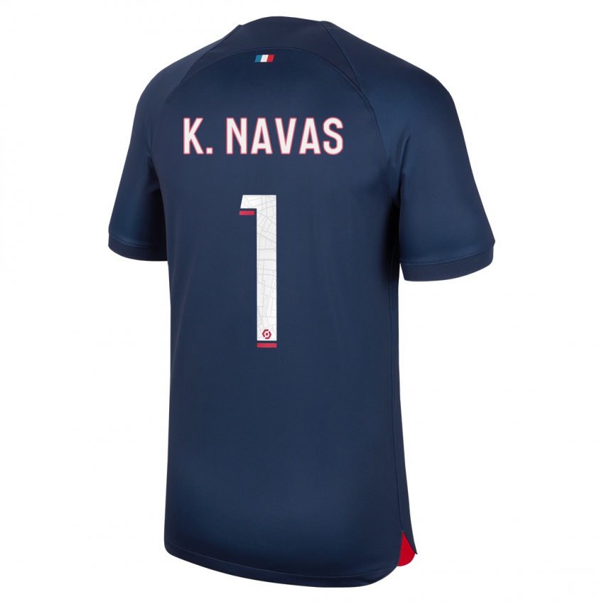 Herren Keylor Navas #1 Blau Rot Heimtrikot Trikot 2023/24 T-Shirt Belgien
