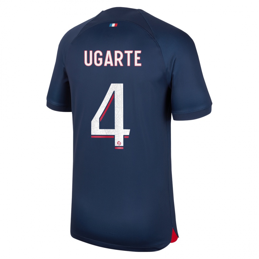 Herren Manuel Ugarte #4 Blau Rot Heimtrikot Trikot 2023/24 T-Shirt Belgien