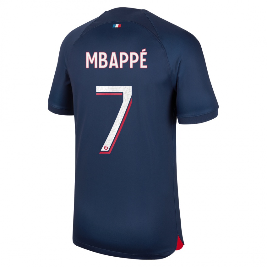 Herren Kylian Mbappe #7 Blau Rot Heimtrikot Trikot 2023/24 T-Shirt Belgien