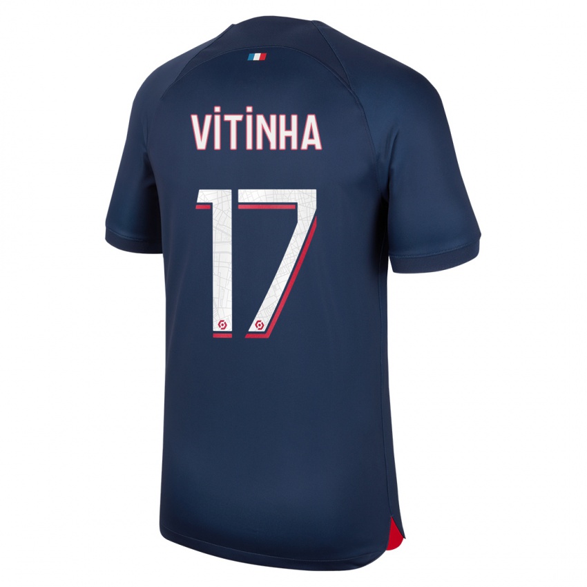 Herren Vitinha #17 Blau Rot Heimtrikot Trikot 2023/24 T-Shirt Belgien