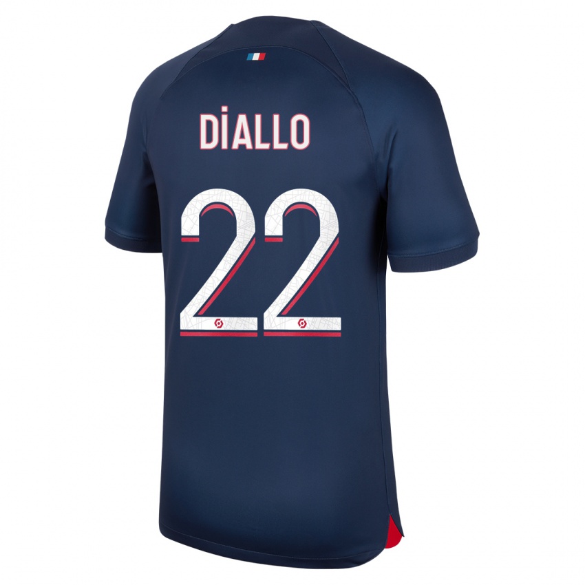 Homme Maillot Abdou Diallo #22 Bleu Rouge Tenues Domicile 2023/24 T-Shirt Belgique