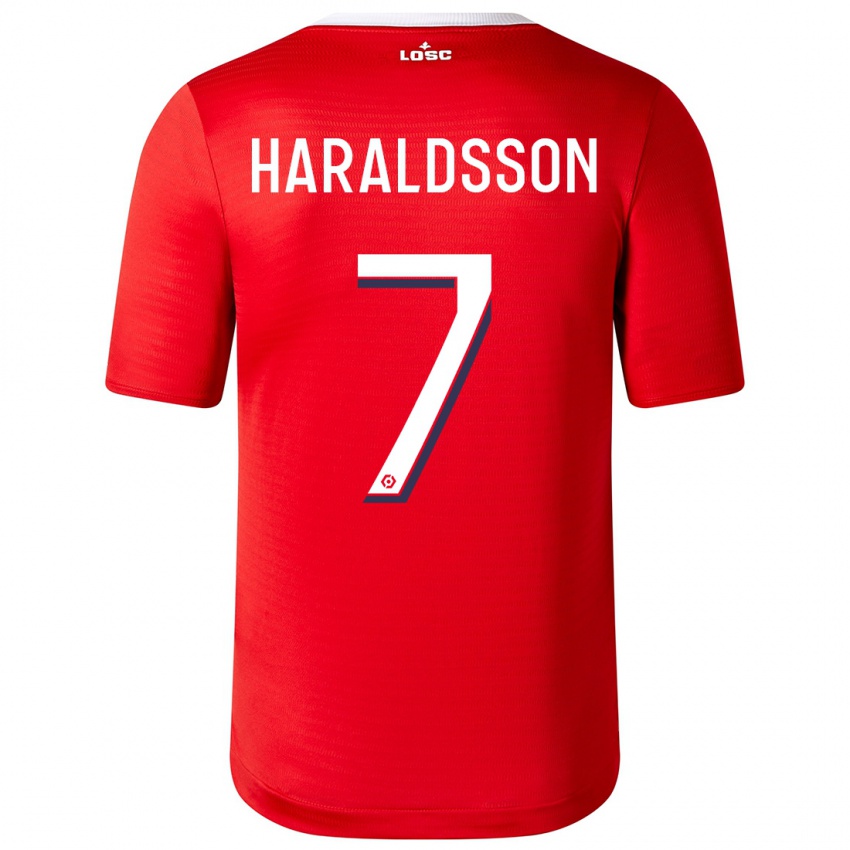 Herren Hákon Arnar Haraldsson #7 Rot Heimtrikot Trikot 2023/24 T-Shirt Belgien