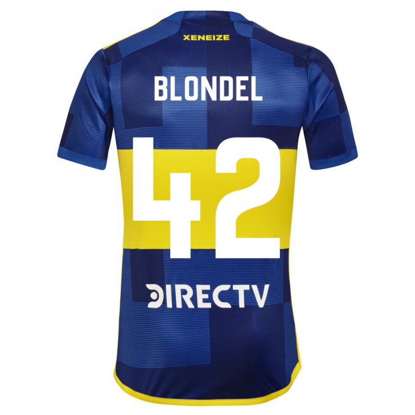Heren Lucas Blondel #42 Donkerblauw Geel Thuisshirt Thuistenue 2023/24 T-Shirt België
