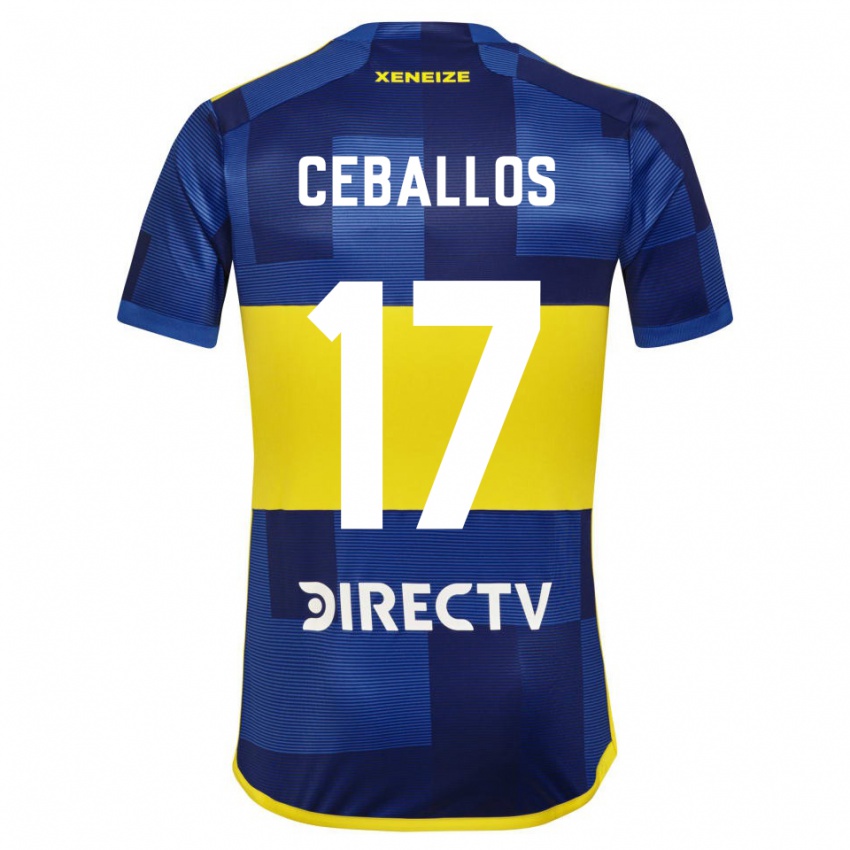 Homme Maillot Julián Ceballos #17 Bleu Foncé Jaune Tenues Domicile 2023/24 T-Shirt Belgique