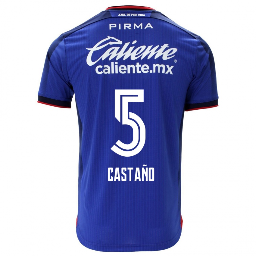 Heren Kevin Castaño #5 Blauw Thuisshirt Thuistenue 2023/24 T-Shirt België