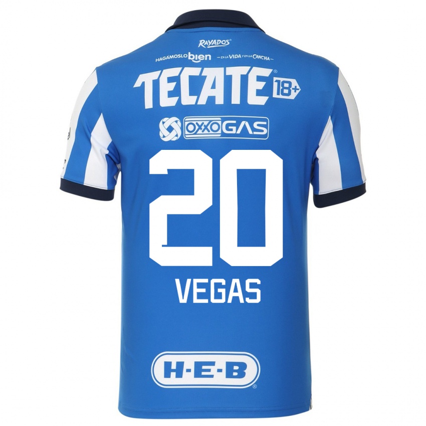 Homme Maillot Sebastian Vegas #20 Bleu Blanc Tenues Domicile 2023/24 T-Shirt Belgique