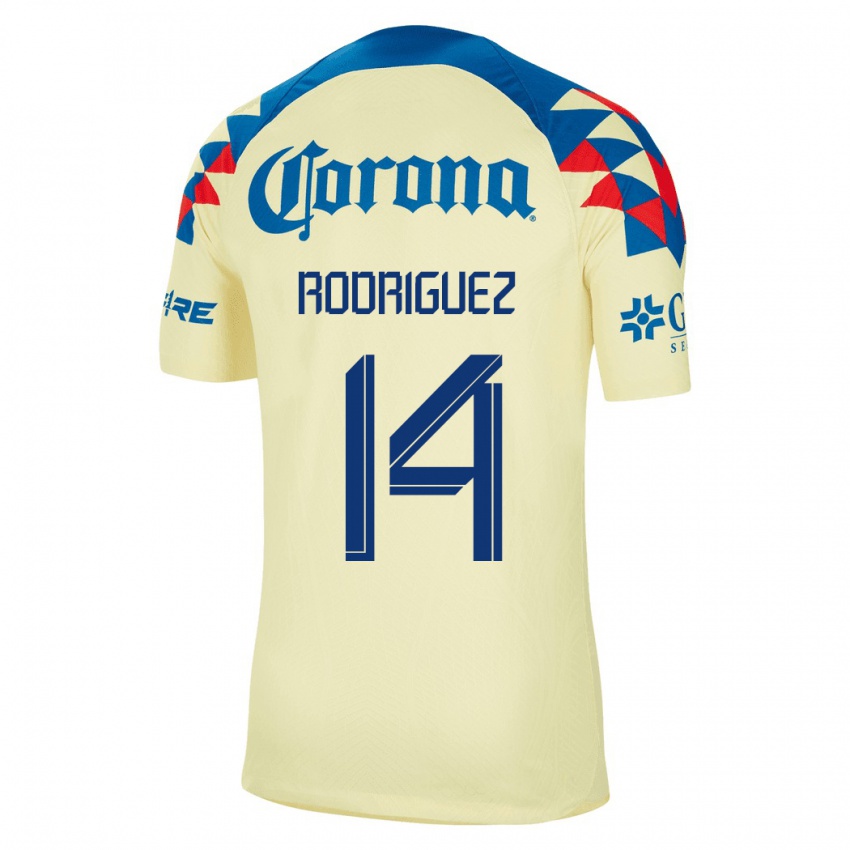 Heren Monica Rodriguez #14 Geel Thuisshirt Thuistenue 2023/24 T-Shirt België