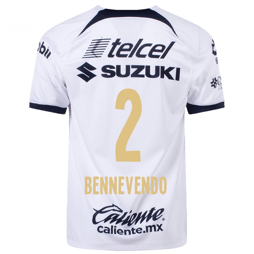 Homme Maillot Pablo Bennevendo #2 Blanc Tenues Domicile 2023/24 T-Shirt Belgique