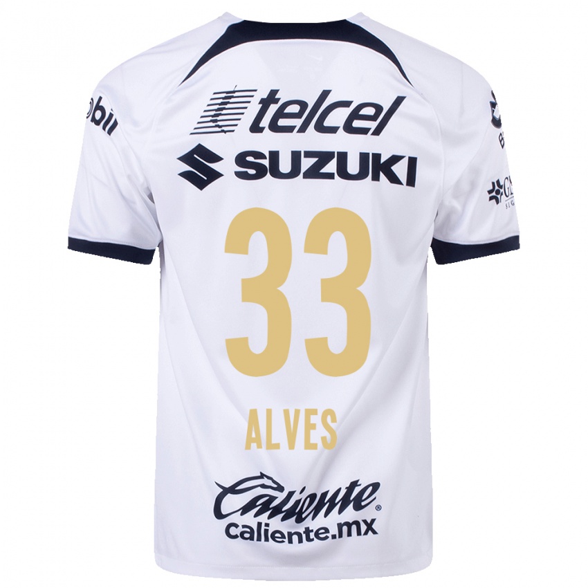 Homme Maillot Dani Alves #33 Blanc Tenues Domicile 2023/24 T-Shirt Belgique