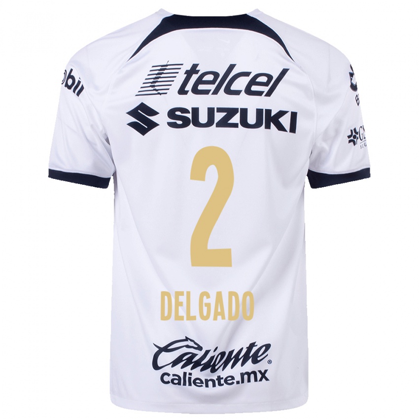 Homme Maillot Dirce Delgado #2 Blanc Tenues Domicile 2023/24 T-Shirt Belgique