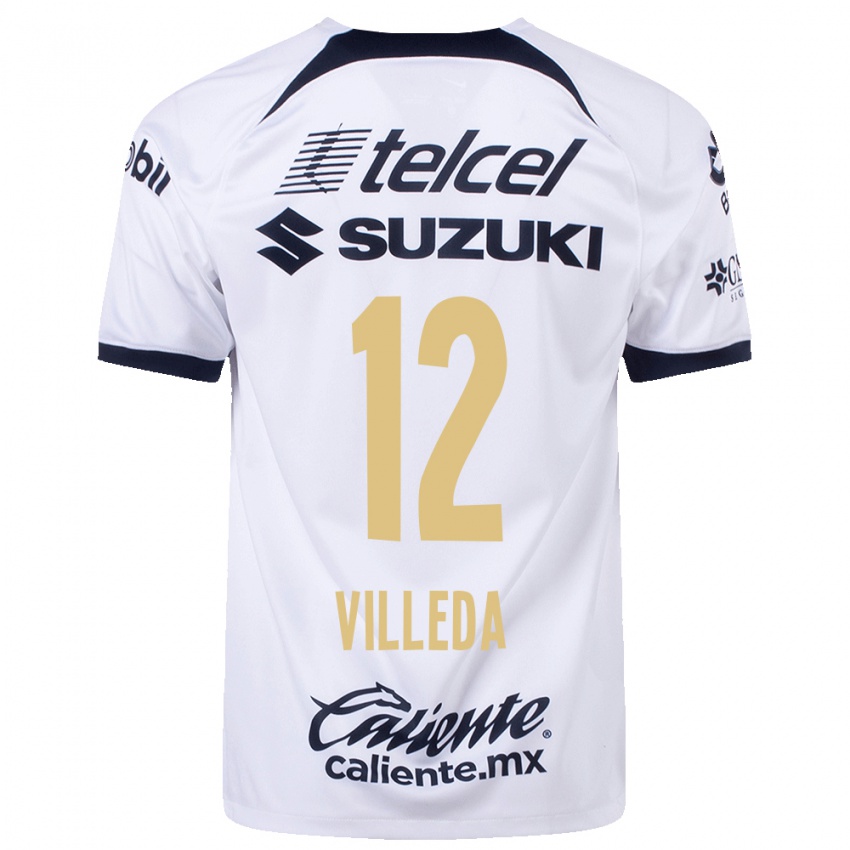 Homme Maillot Melany Villeda #12 Blanc Tenues Domicile 2023/24 T-Shirt Belgique