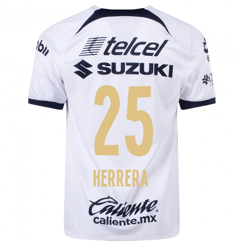 Homme Maillot Laura Herrera #25 Blanc Tenues Domicile 2023/24 T-Shirt Belgique