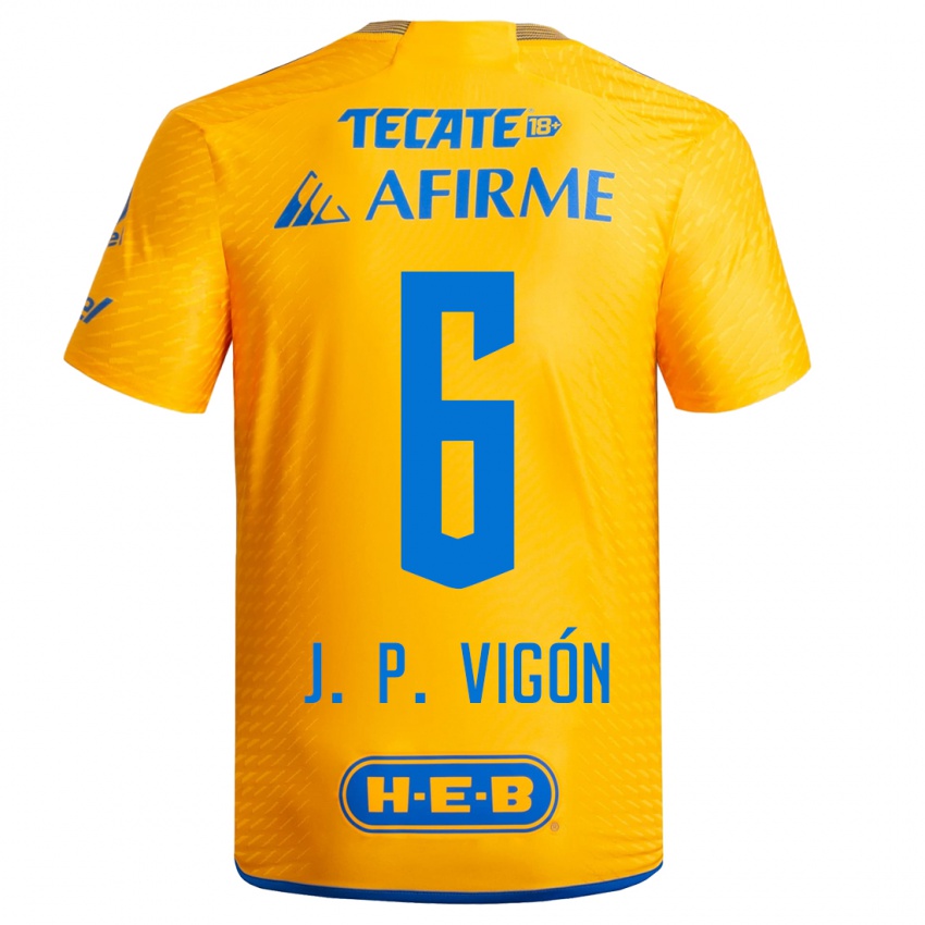 Heren Juan Pablo Vigon #6 Geel Thuisshirt Thuistenue 2023/24 T-Shirt België
