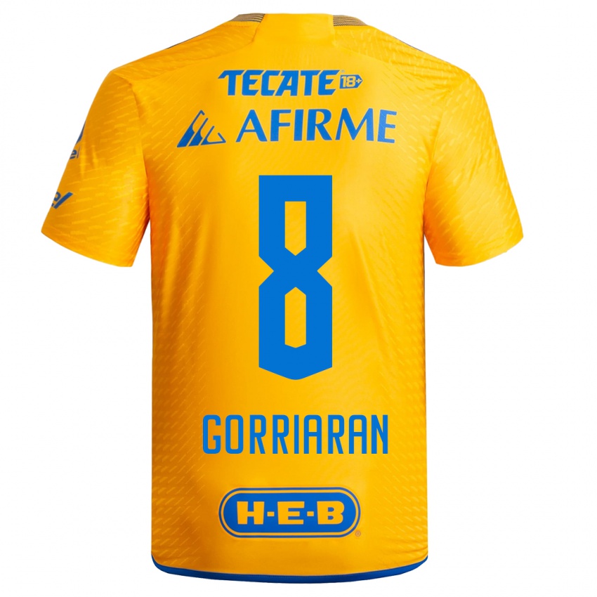 Homme Maillot Fernando Gorriaran #8 Jaune Tenues Domicile 2023/24 T-Shirt Belgique