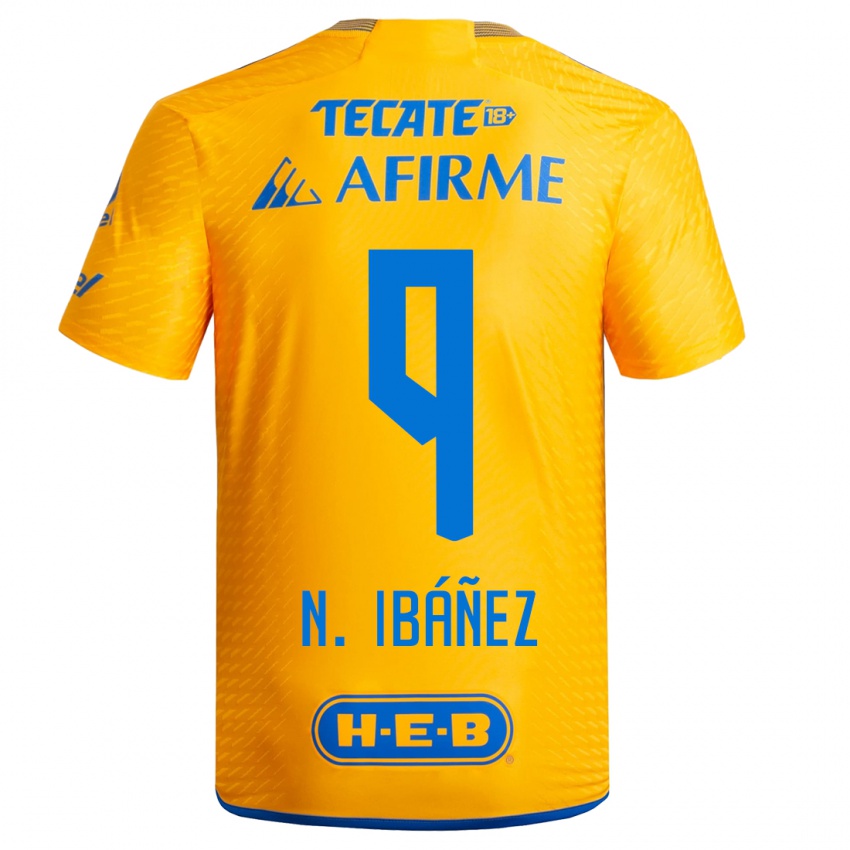 Heren Nicolás Ibáñez #9 Geel Thuisshirt Thuistenue 2023/24 T-Shirt België