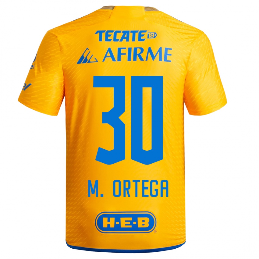 Homme Maillot Miguel Ortega #30 Jaune Tenues Domicile 2023/24 T-Shirt Belgique