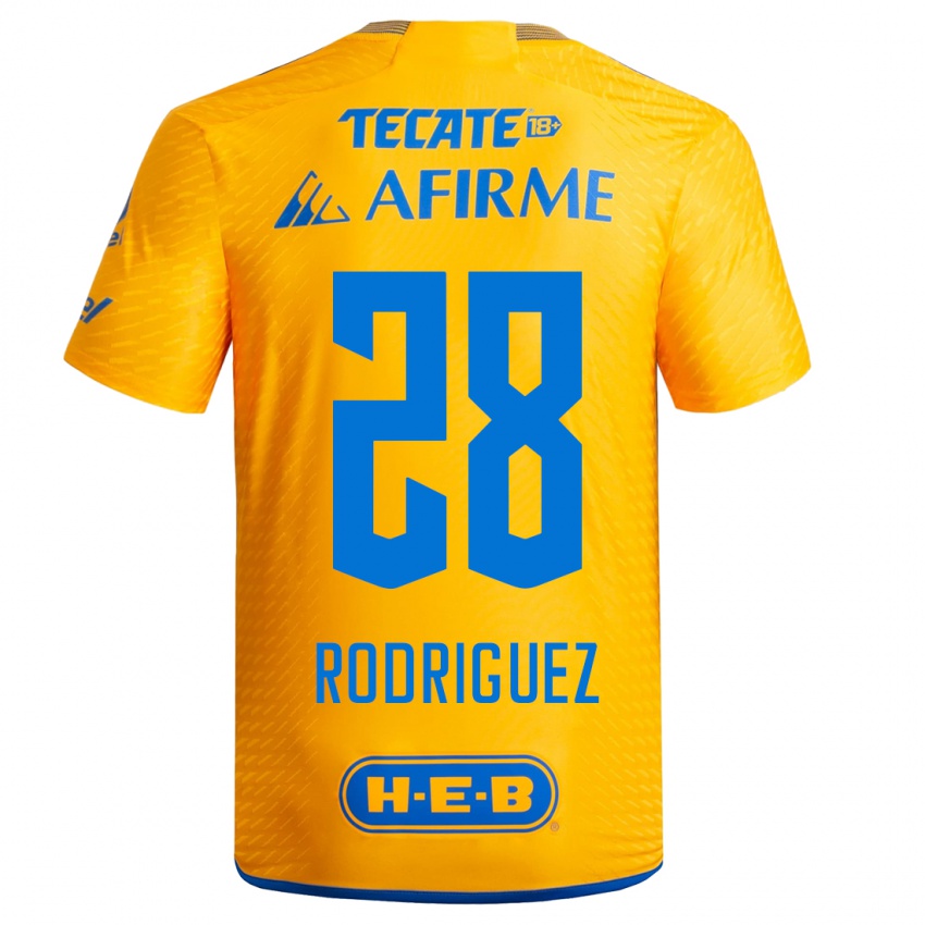 Homme Maillot Luis Rodriguez #28 Jaune Tenues Domicile 2023/24 T-Shirt Belgique