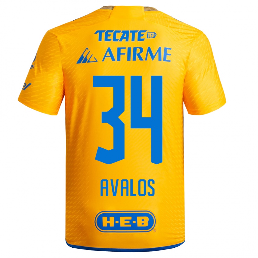 Herren Erick Avalos #34 Gelb Heimtrikot Trikot 2023/24 T-Shirt Belgien