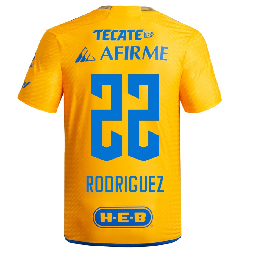 Homme Maillot Anika Rodriguez #22 Jaune Tenues Domicile 2023/24 T-Shirt Belgique