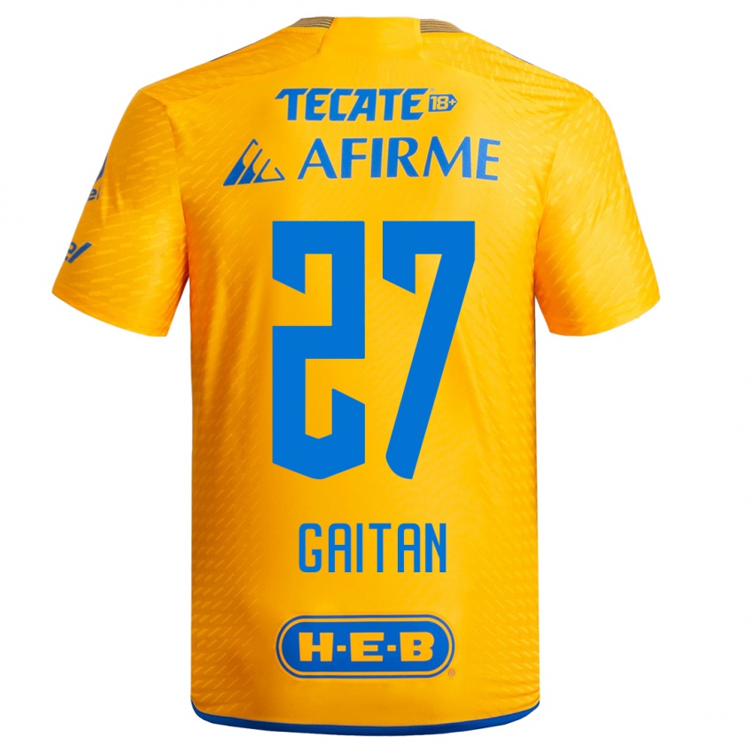Heren Natalia Gaitan #27 Geel Thuisshirt Thuistenue 2023/24 T-Shirt België