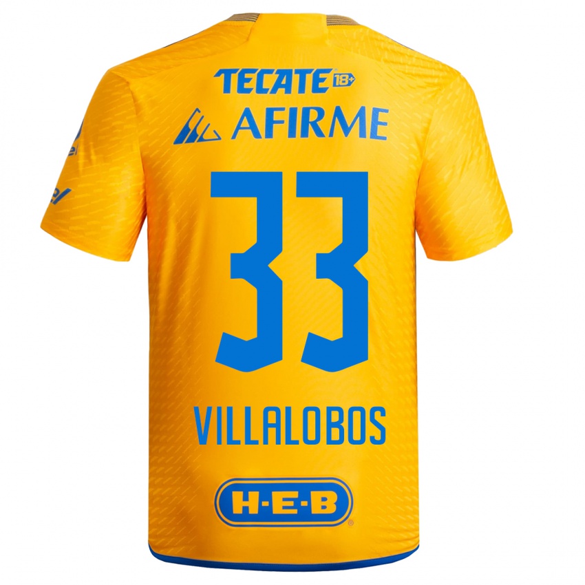 Homme Maillot Vania Villalobos #33 Jaune Tenues Domicile 2023/24 T-Shirt Belgique