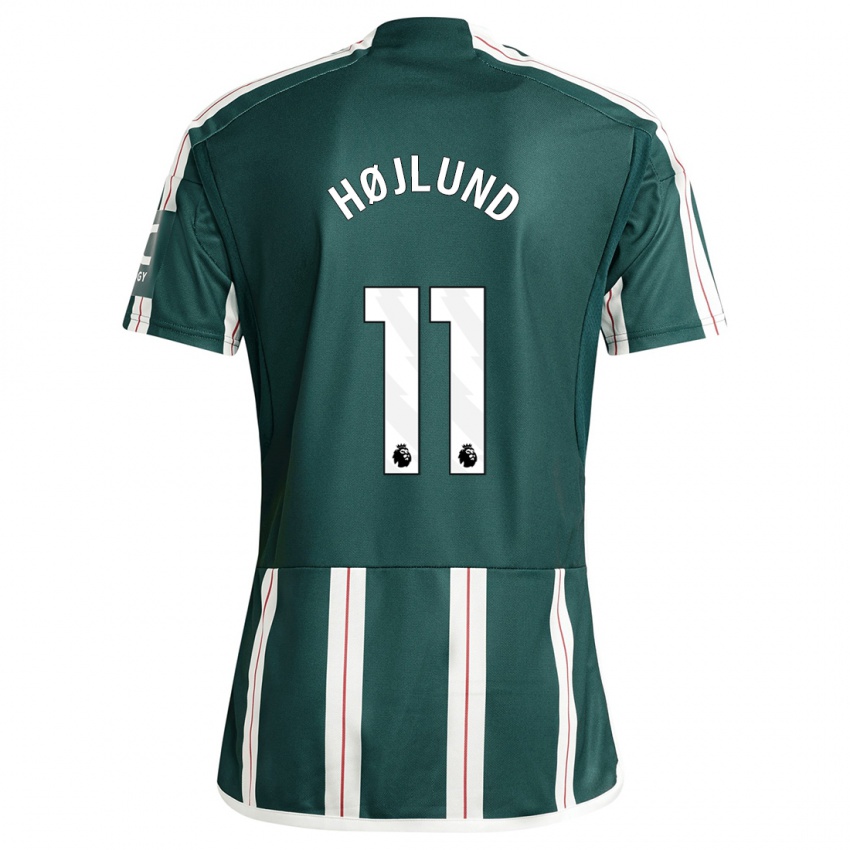 Herren Rasmus Højlund #11 Dunkelgrün Auswärtstrikot Trikot 2023/24 T-Shirt Belgien