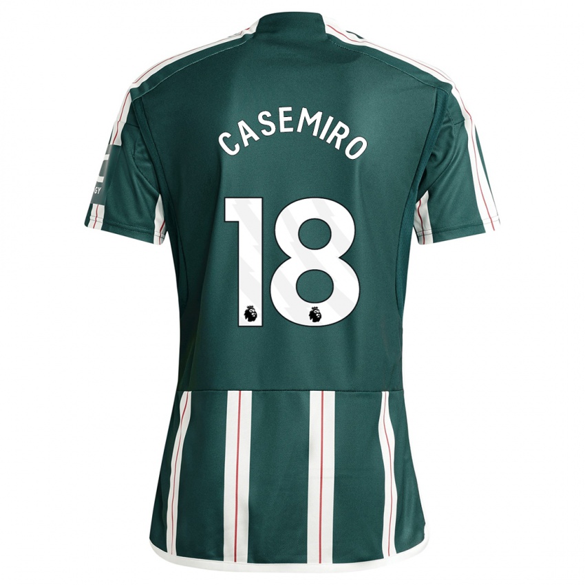 Homme Maillot Casemiro #18 Vert Foncé Tenues Extérieur 2023/24 T-Shirt Belgique