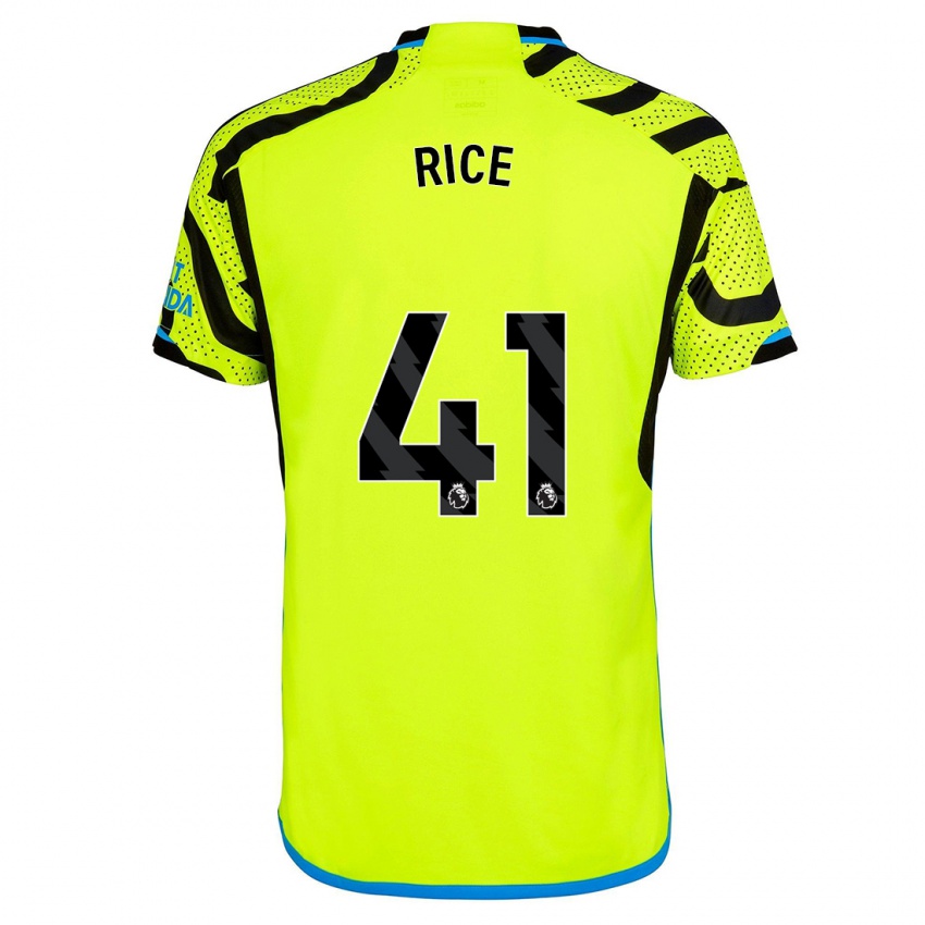 Heren Declan Rice #41 Geel Uitshirt Uittenue 2023/24 T-Shirt België